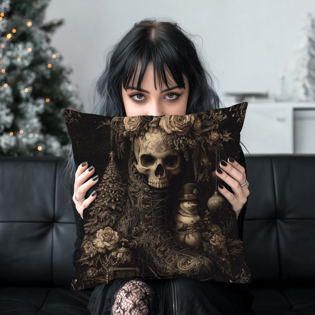 Winter’s Remains | Gothic Holiday Decorative Pillow