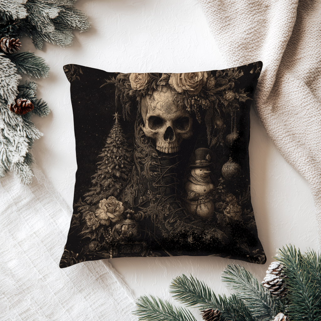 Winter’s Remains | Gothic Holiday Decorative Pillow