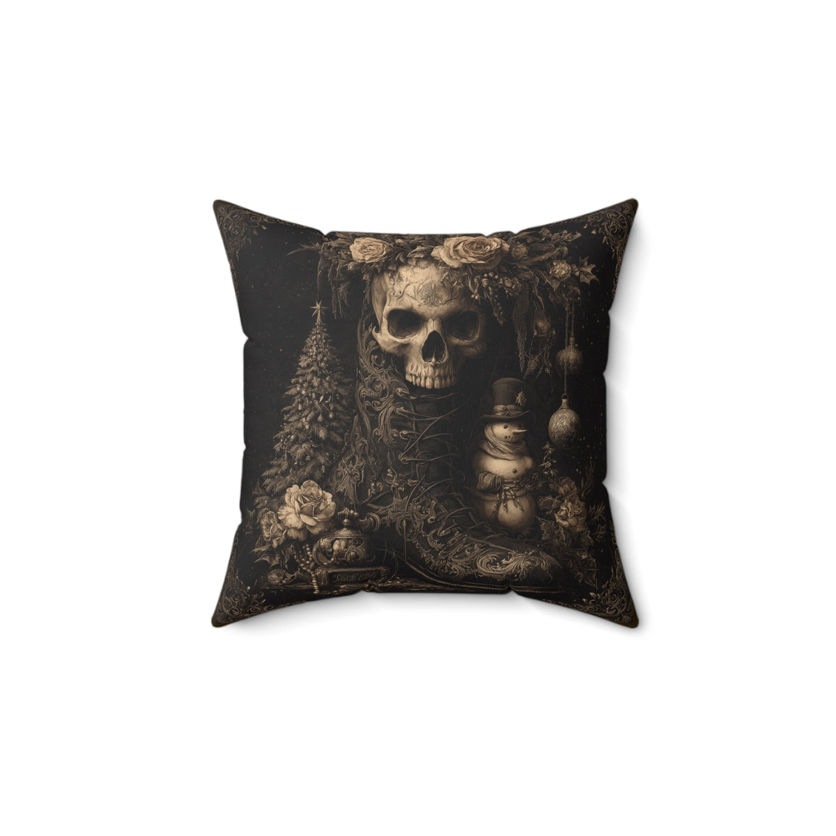 Winter’s Remains | Gothic Holiday Decorative Pillow