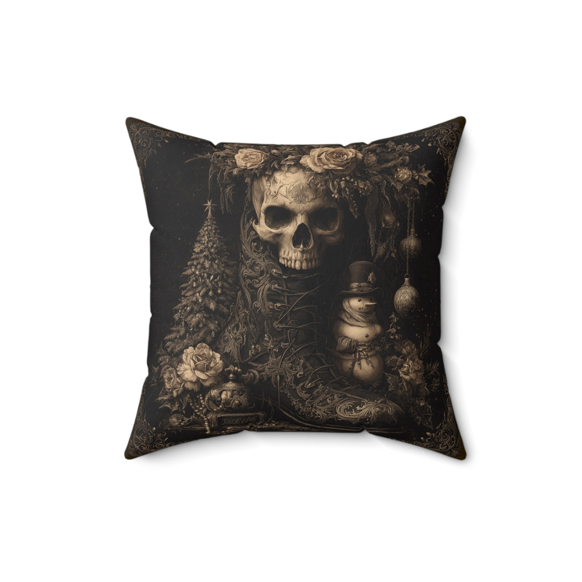 Winter’s Remains | Gothic Holiday Decorative Pillow
