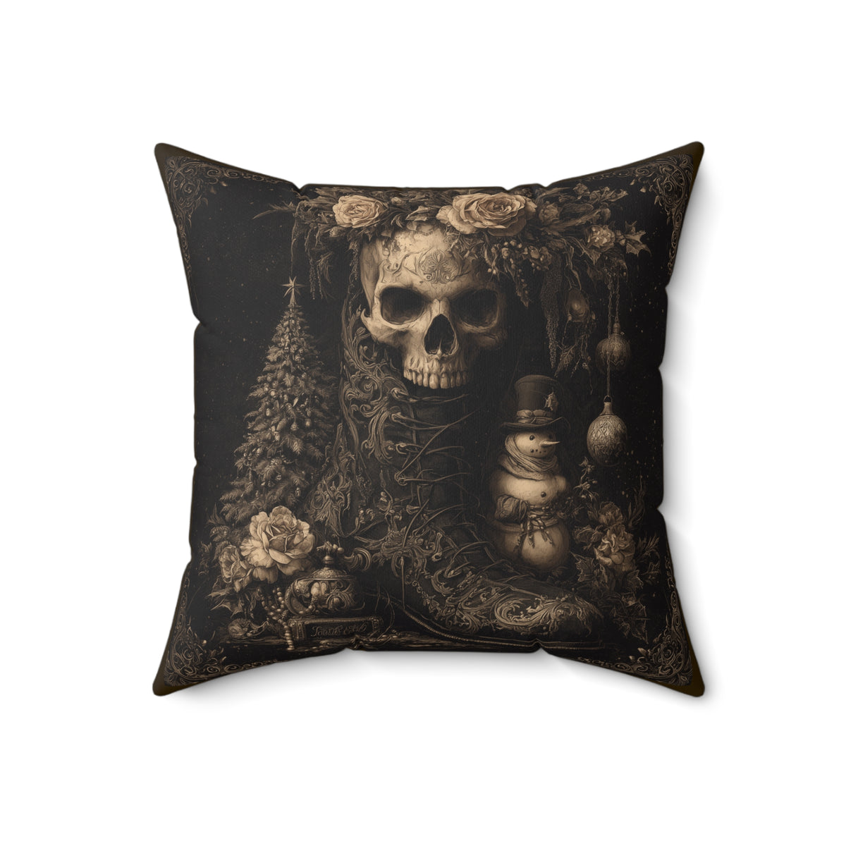 Winter’s Remains | Gothic Holiday Decorative Pillow
