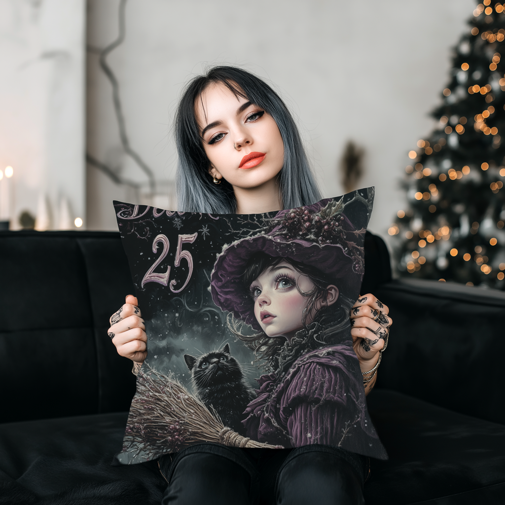 Yuletide Witching Hour | Gothic Holiday Decorative Pillow