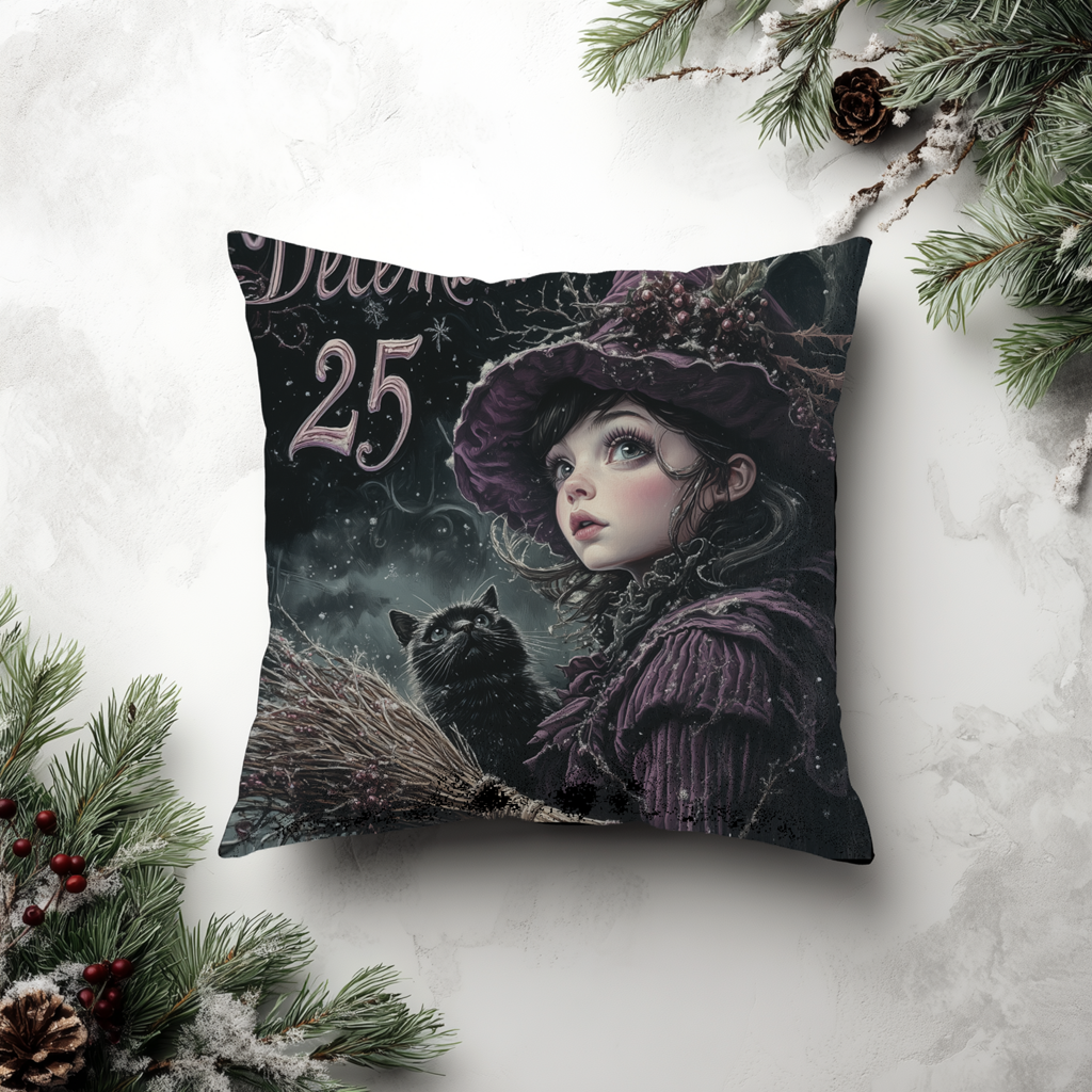 Yuletide Witching Hour | Gothic Holiday Decorative Pillow