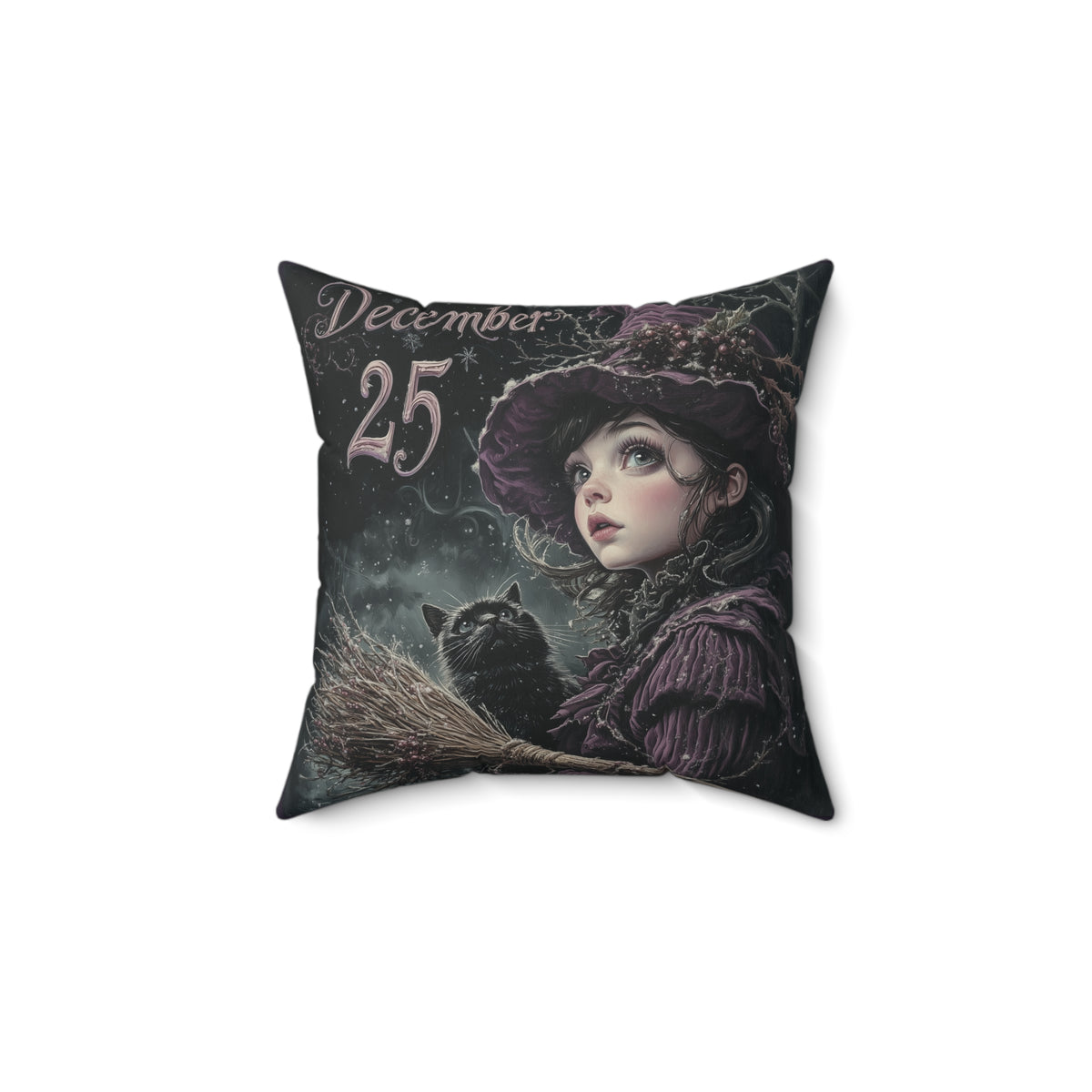 Yuletide Witching Hour | Gothic Holiday Decorative Pillow
