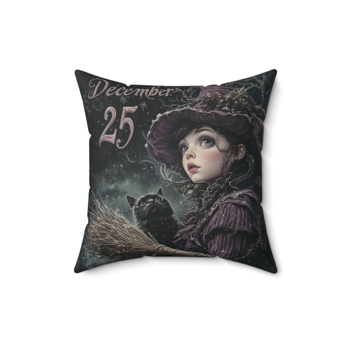 Yuletide Witching Hour | Gothic Holiday Decorative Pillow