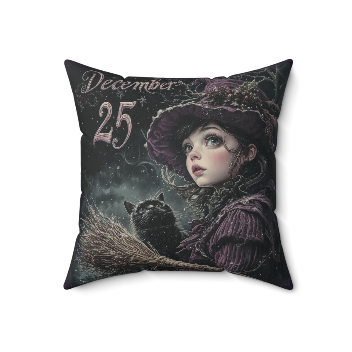 Yuletide Witching Hour | Gothic Holiday Decorative Pillow