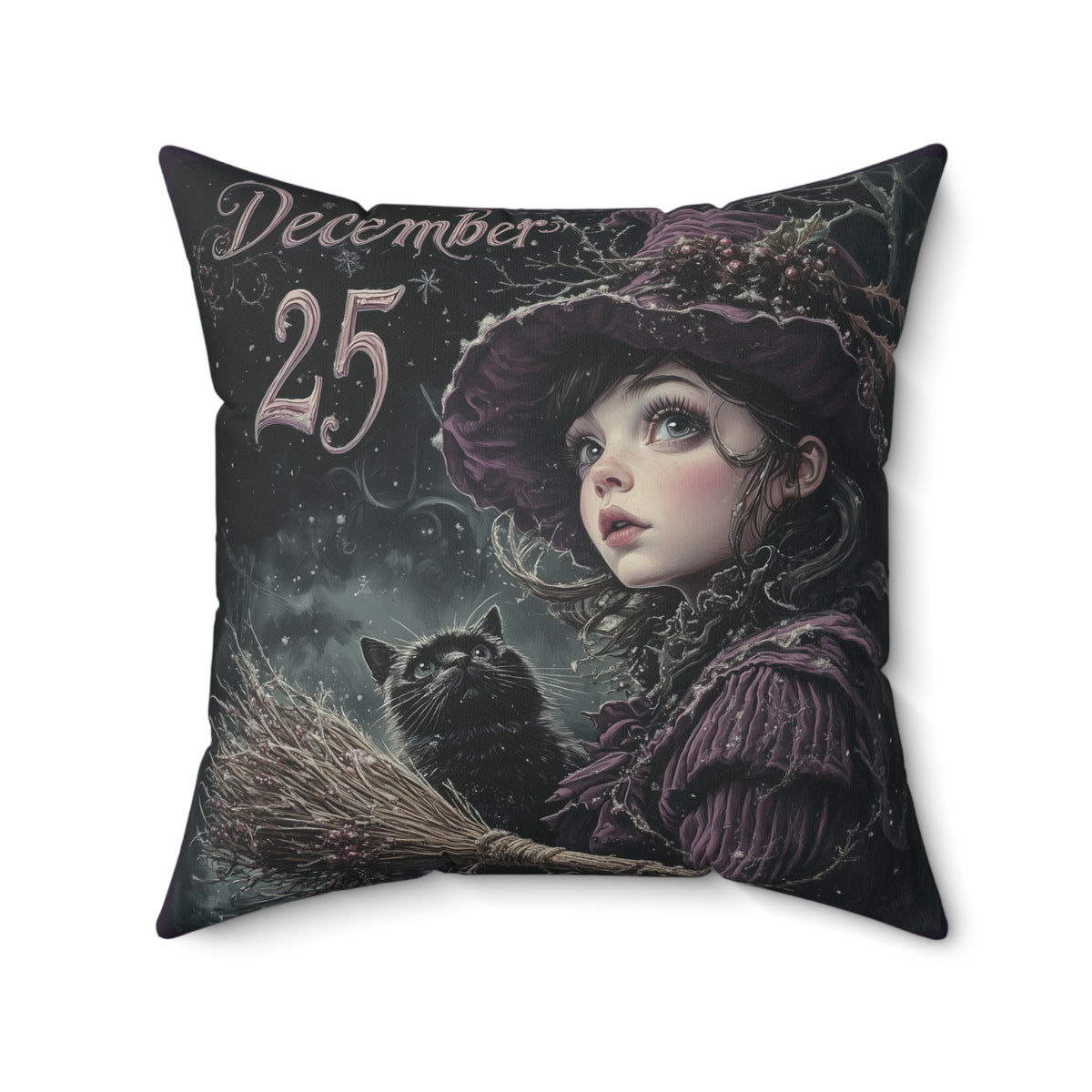 Yuletide Witching Hour | Gothic Holiday Decorative Pillow